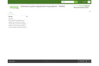 Screenshot: Informační systém odpadového hospodářství – VISOH2