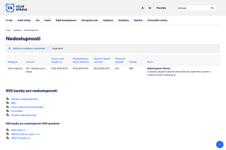 Screenshot: Nedostupnosti systémů