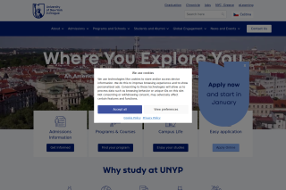 Screenshot: University of New York in Prague